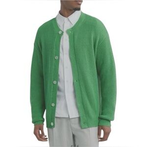 NWT KROST Long Sleeve Button Down Knit Cardigan Sweater in Neptune Green, Large